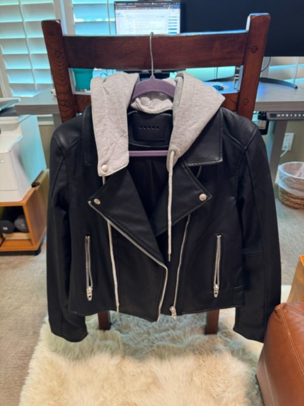 Faux Blk leather biker jacket